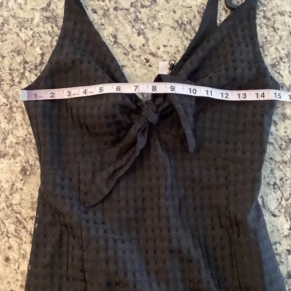 NWT BCBGeneration Black Square Mesh Tie Bust Front Slit Maxi Dress KK22 - Picture 14 of 15